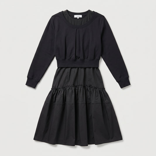 Pleated Mixed Media Mini Dress