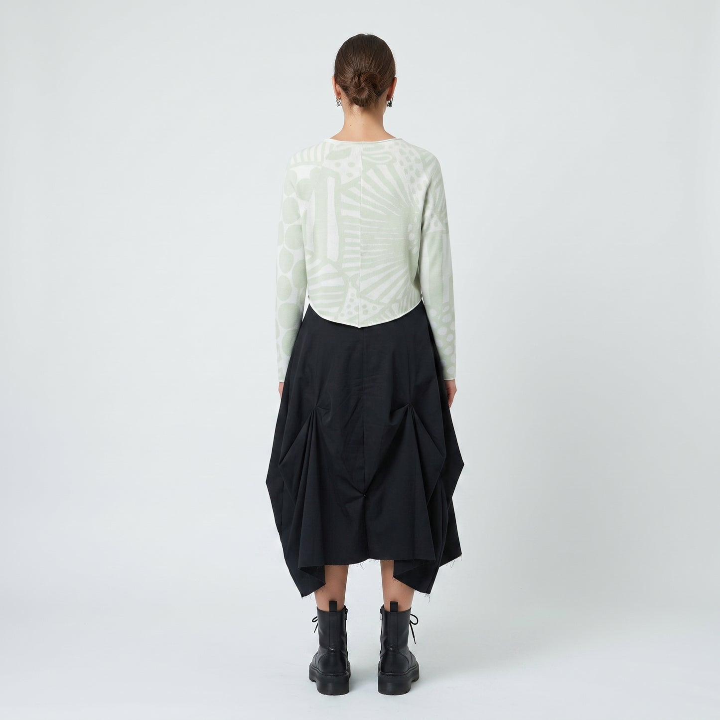 Abstract Print Cropped Cardigan