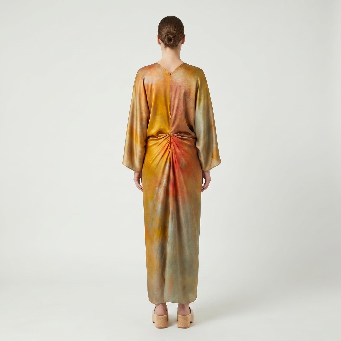 Abstract Print Silk Wrap Dress