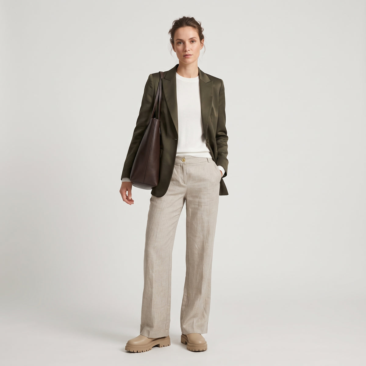 Tailored Linen Straight Leg Trousers