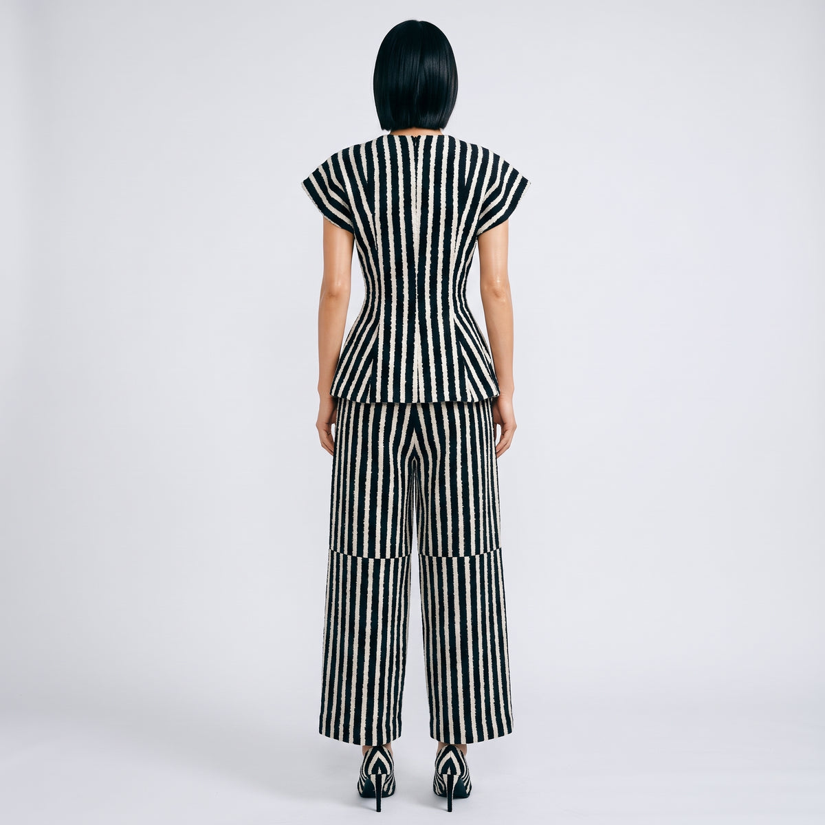Striped Tailored Wide-Leg Trousers