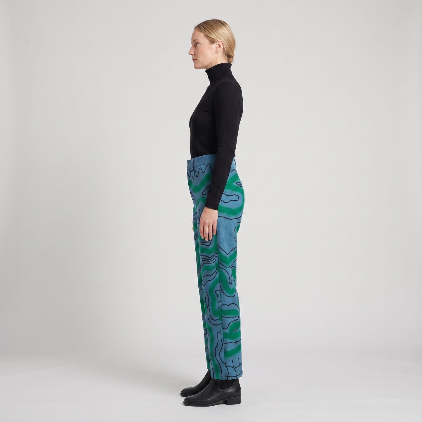 Abstract Printed Straight Leg Trousers