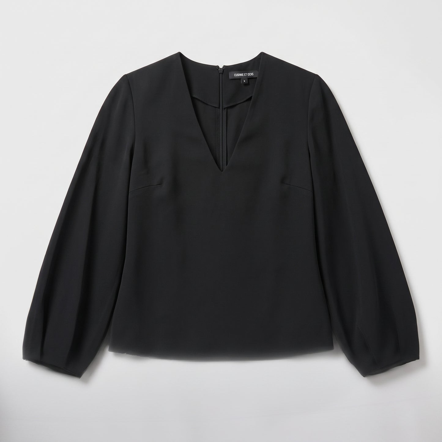 Black Deep V-Neck Blouse