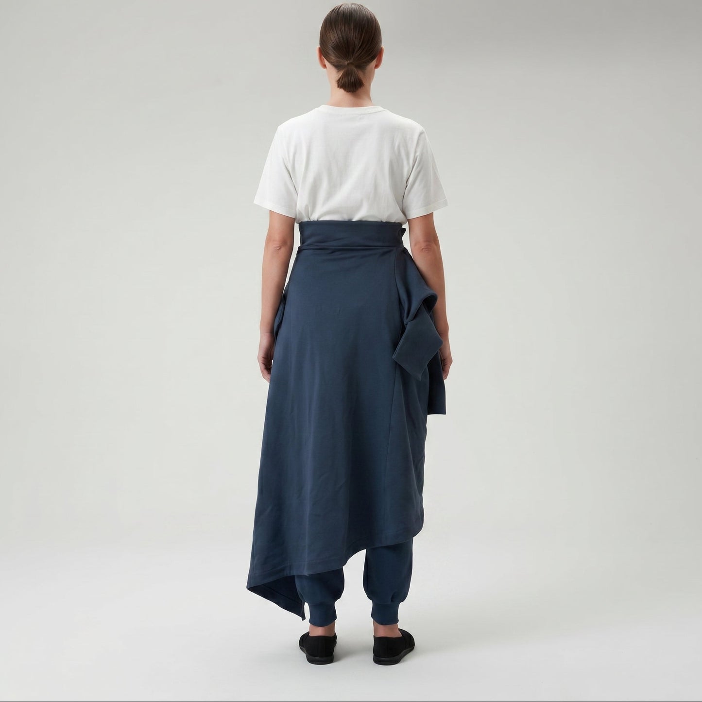Asymmetric Draped Cotton Midi Skirt