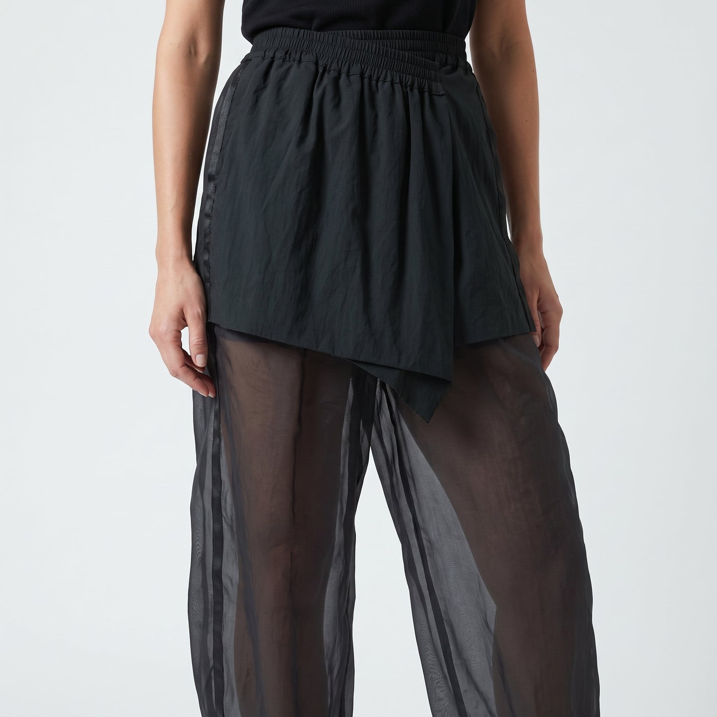 Asymmetric Overlay Crop Trousers