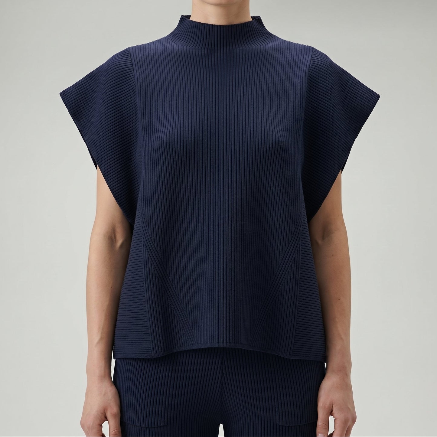 Ribbed Mock Neck Shell