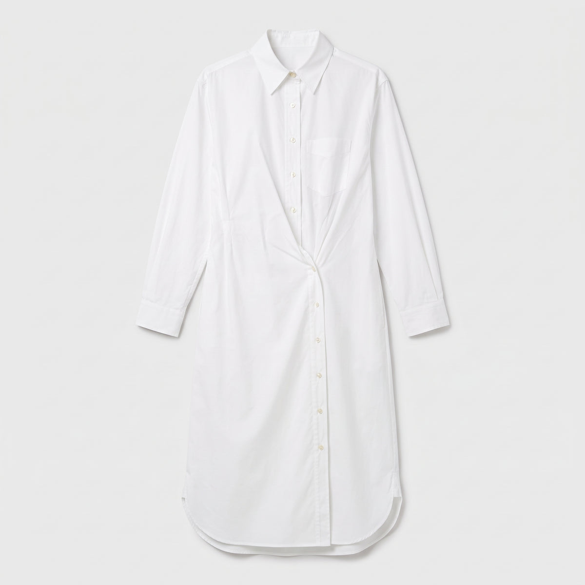 Twist Front Cotton Shirt Dress