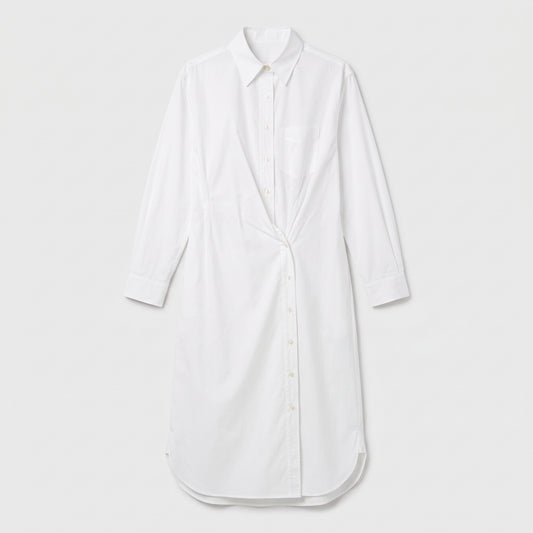 Twist Front Cotton Shirt Dress