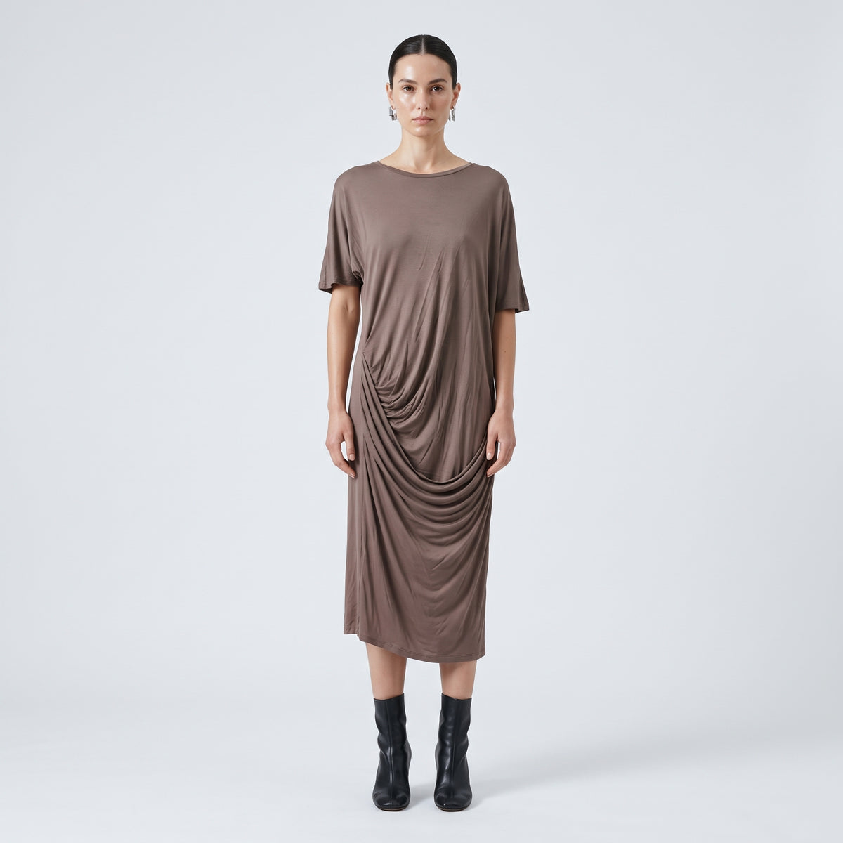 Draped Asymmetric Jersey Dress