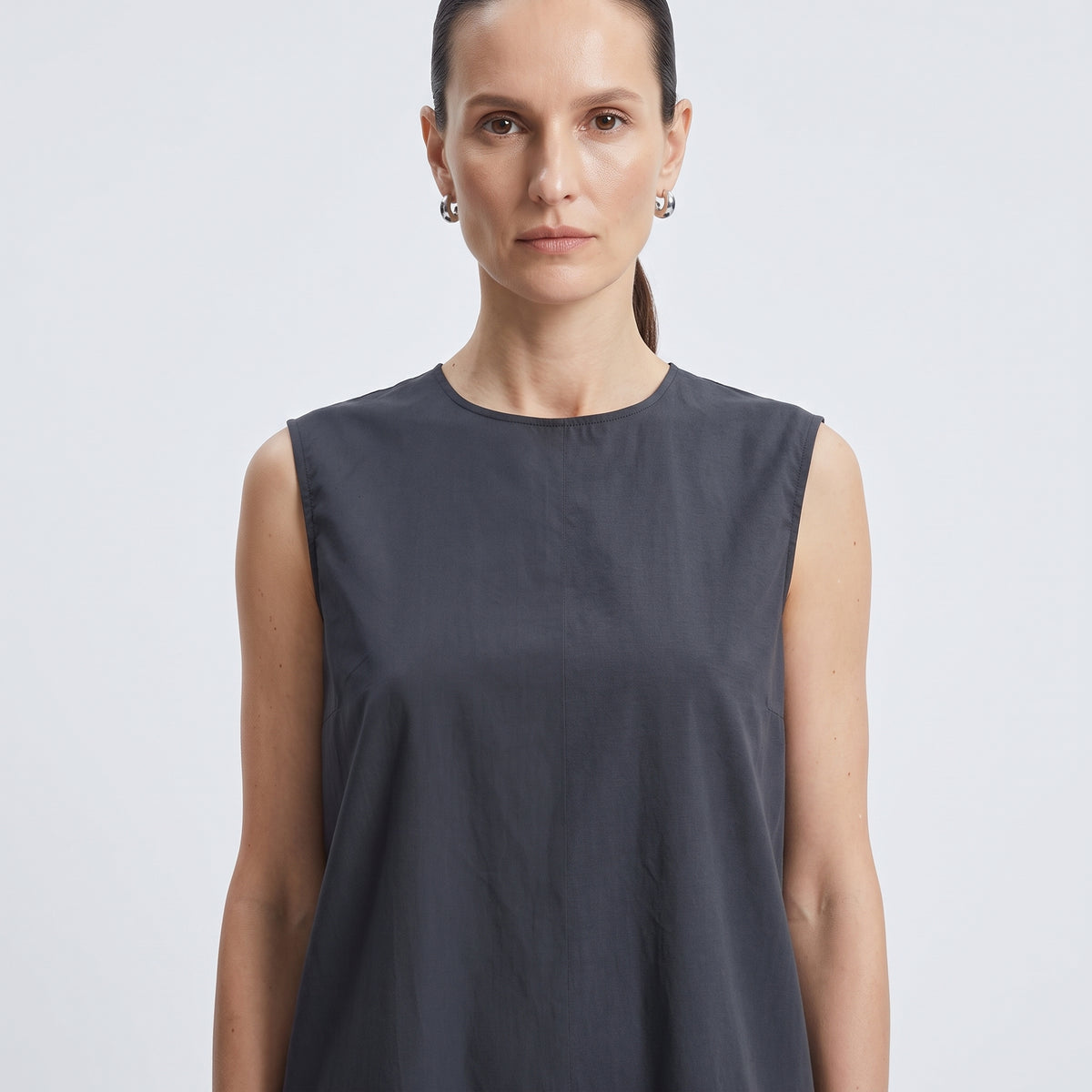 Sleeveless Cotton Side-Slit Top