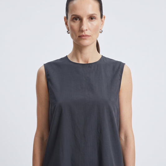 Sleeveless Cotton Side-Slit Top