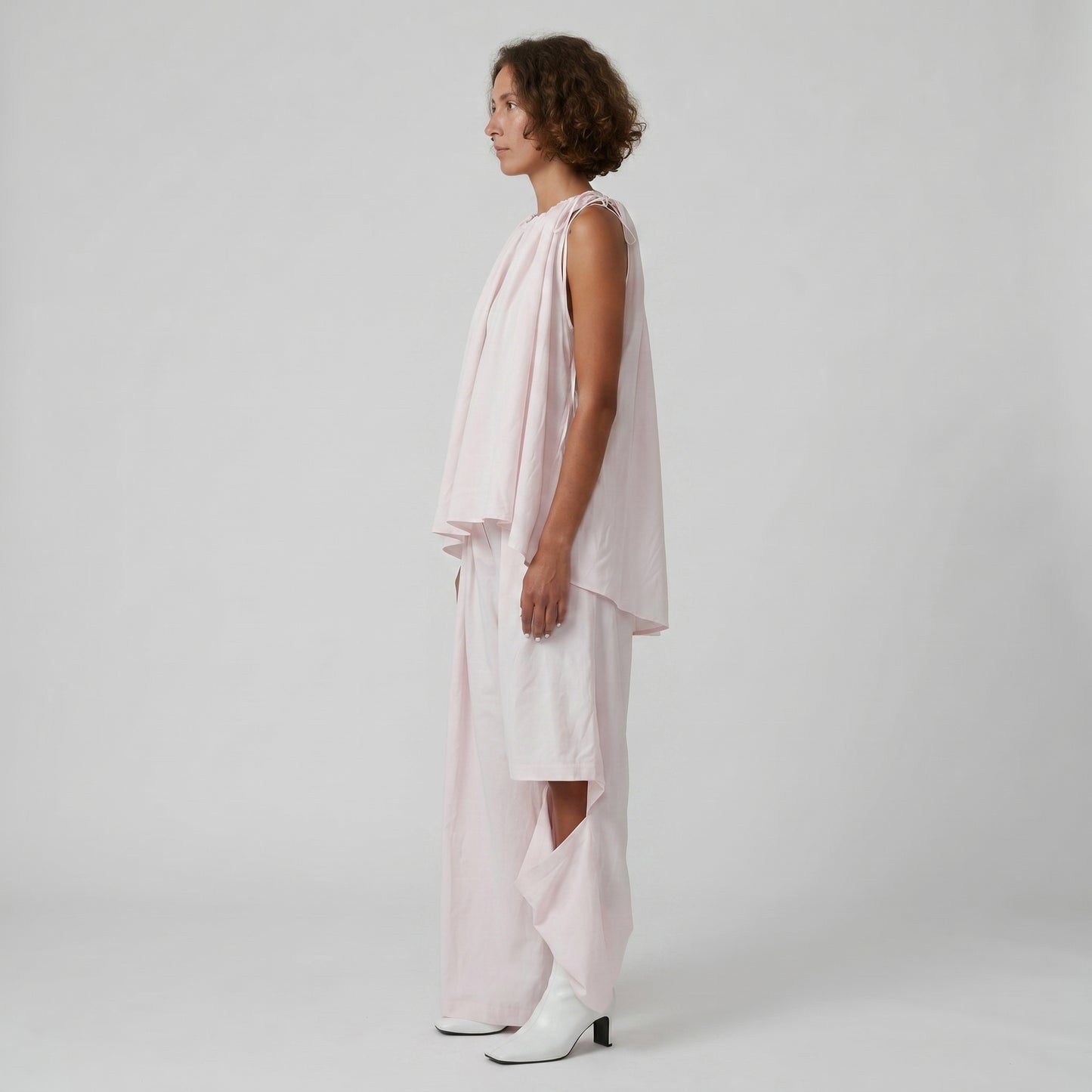 Asymmetric One Sleeve Pink Top