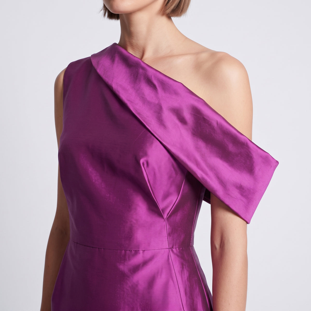 One Shoulder Magenta Cocktail Dress