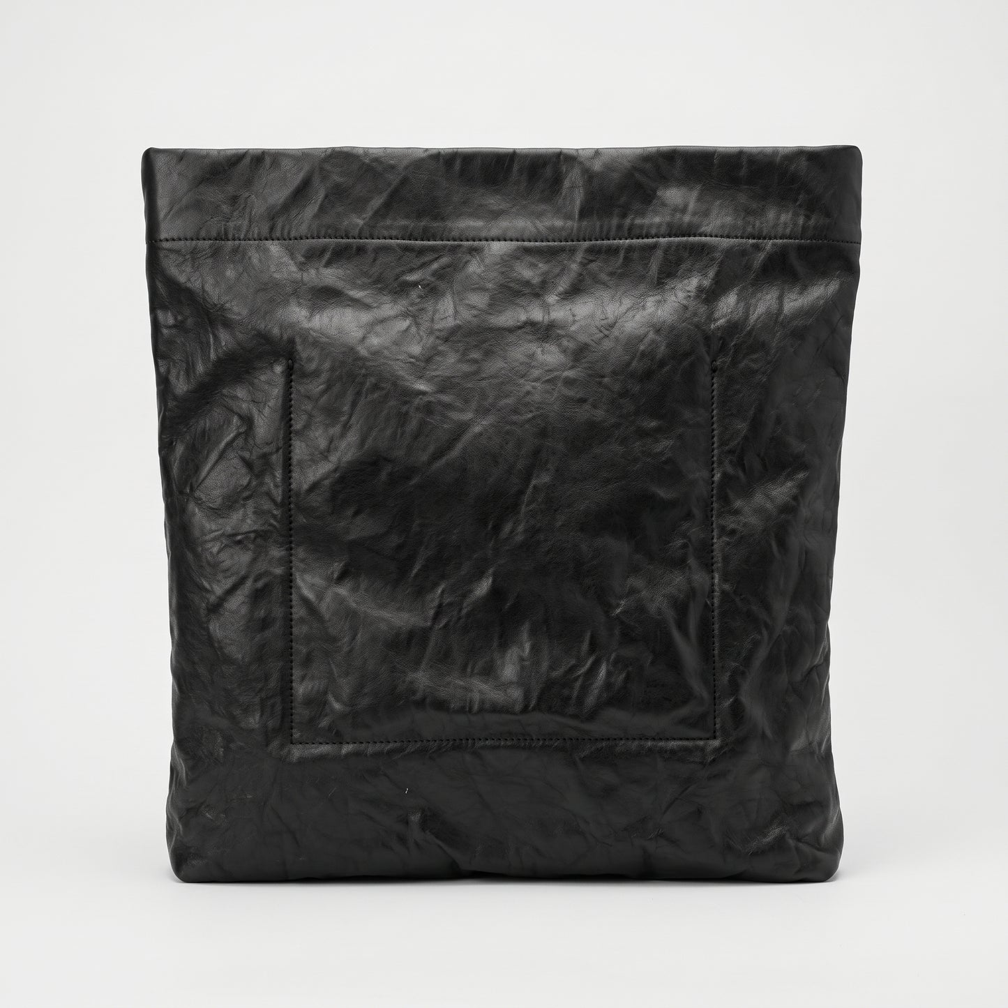 Black Textured Leather Tote Bag