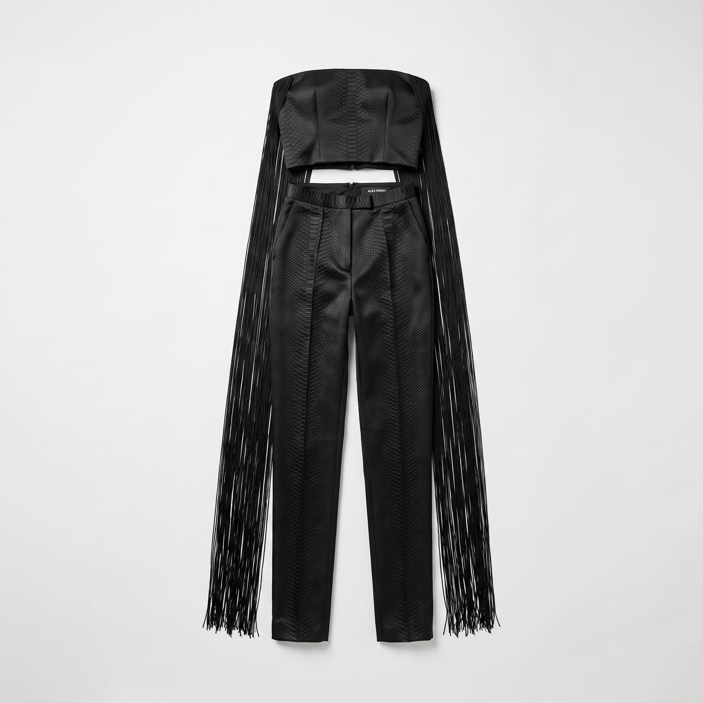 Fringe Embellished Strapless Trouser Set