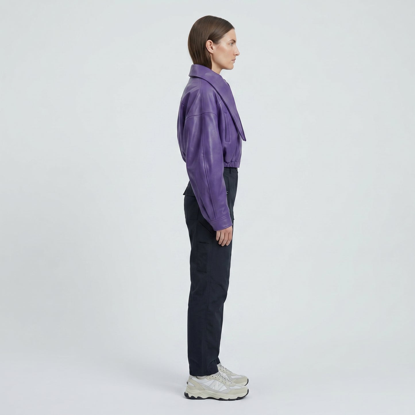 Oversized Purple Leather Jacket