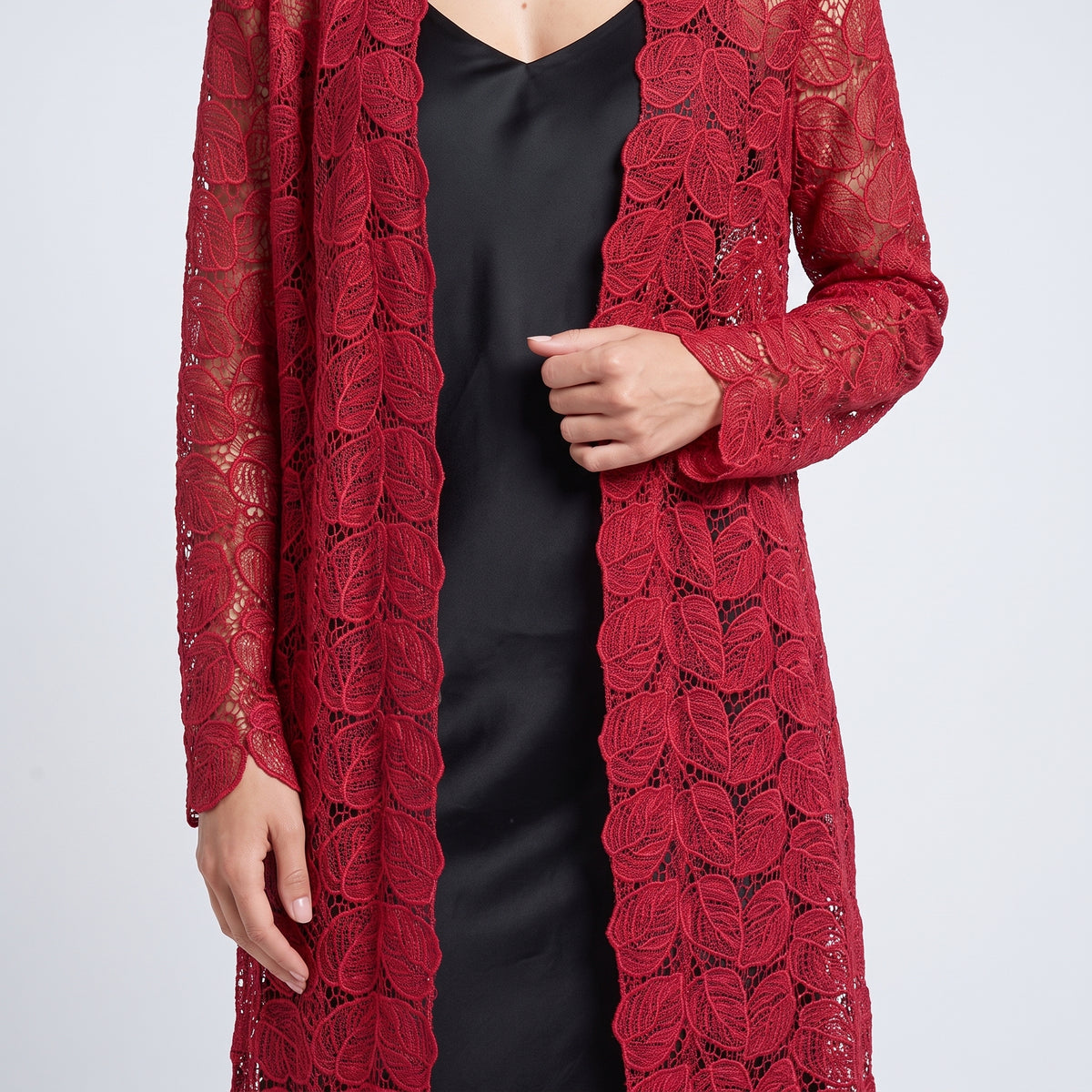 Red Leaf Lace Cardigan