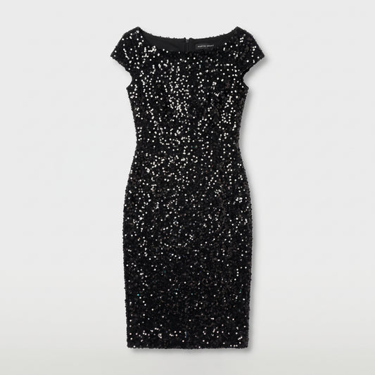 Elegant Black Sequin Cocktail Dress