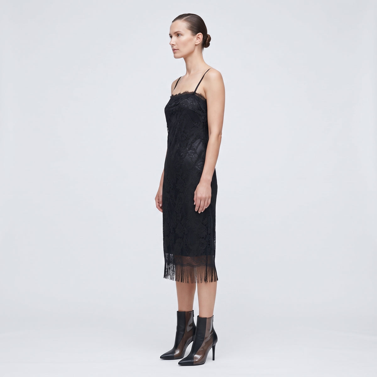 Embroidered Lace Fringe Slip Dress