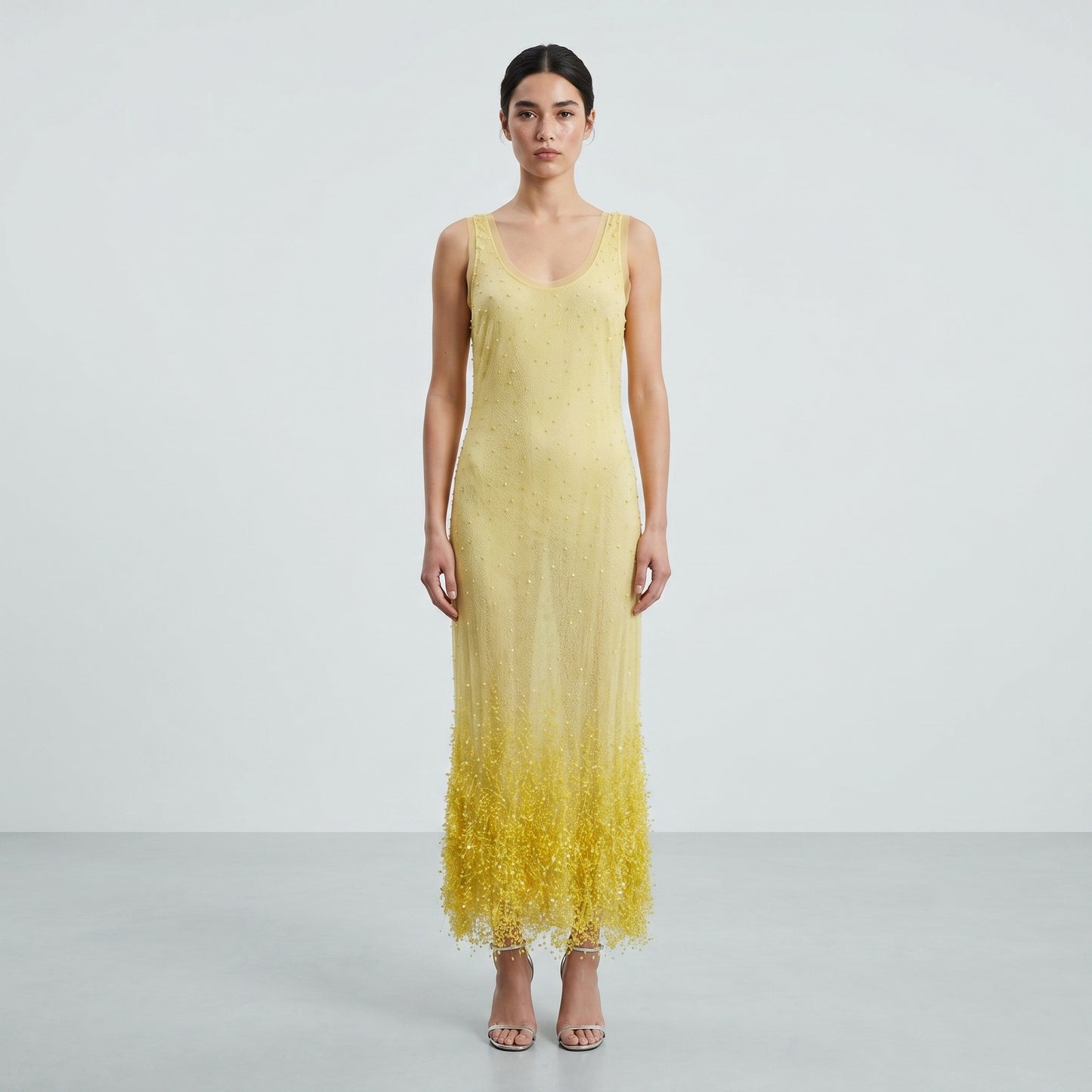 Embellished Sheer Midi Dress