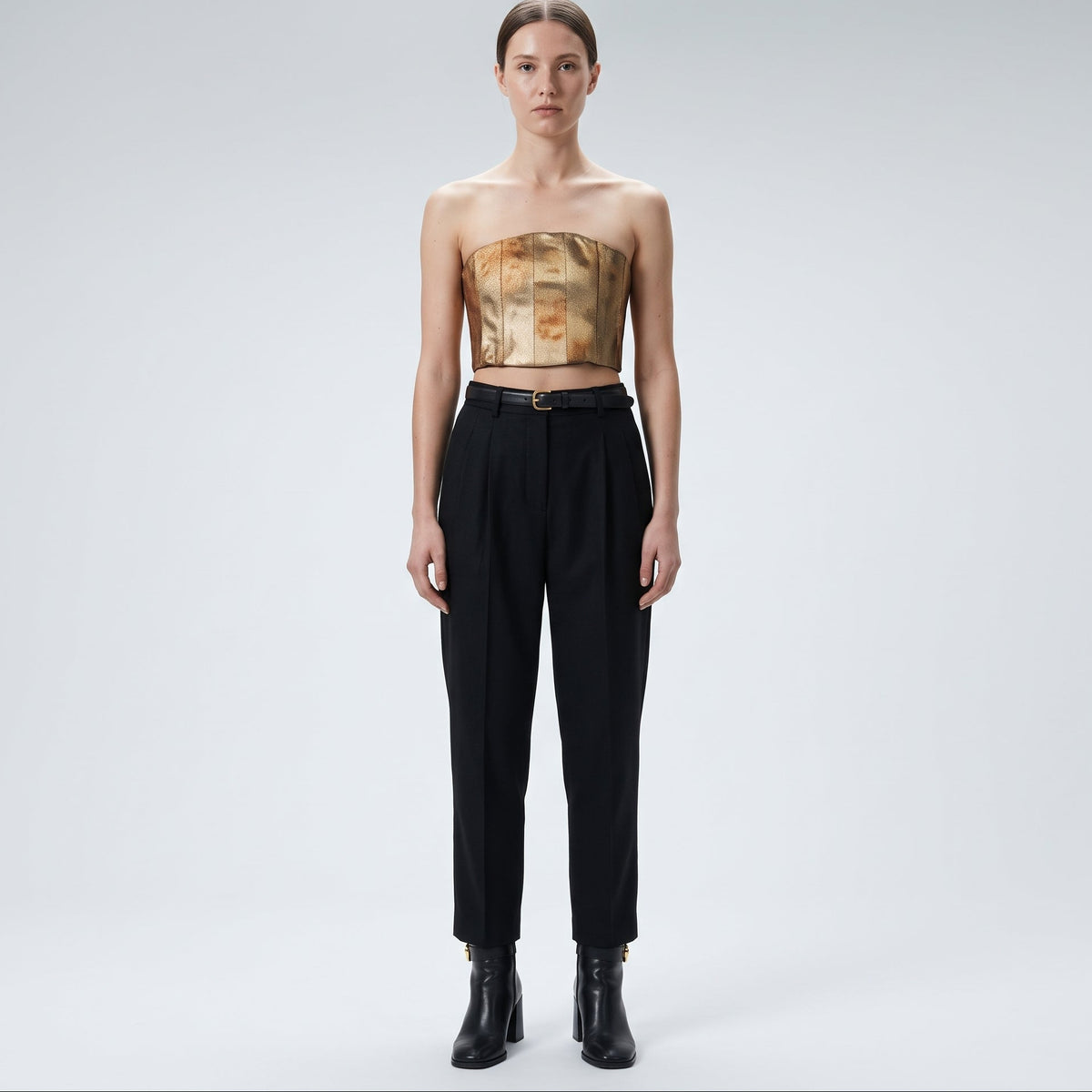 Metallic Gold Structured Corset Top
