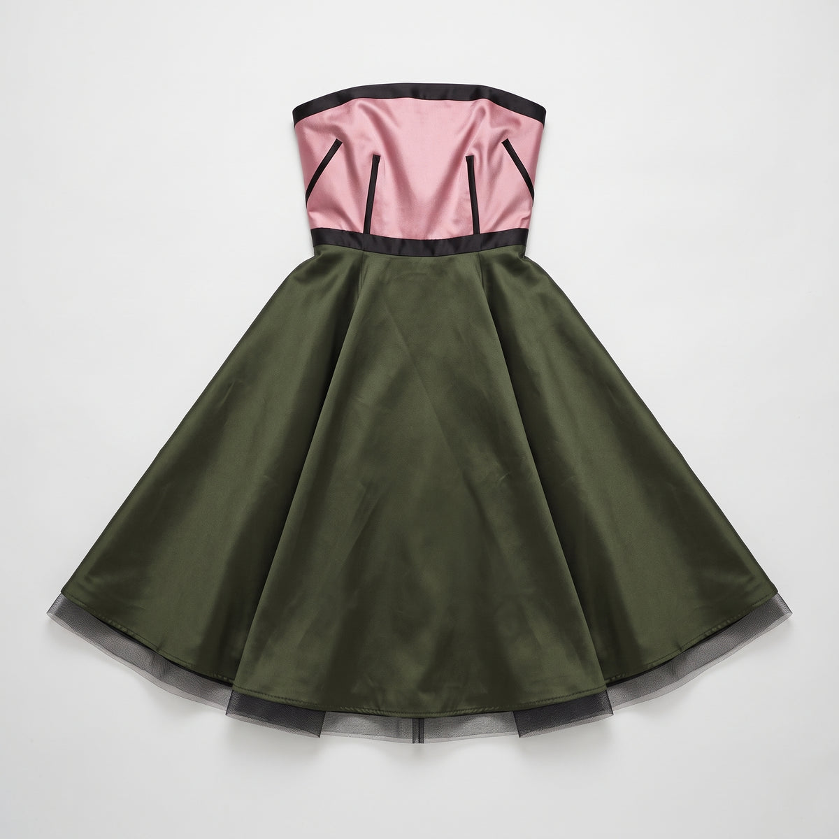 Colorblocked Strapless A-Line Dress