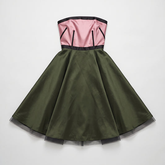 Colorblocked Strapless A-Line Dress