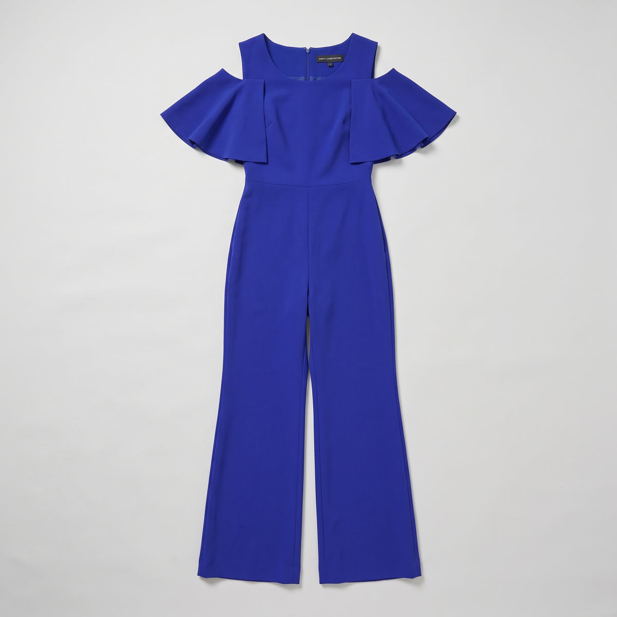 Cobalt Cold-Shoulder Ruffle Jumpsuit