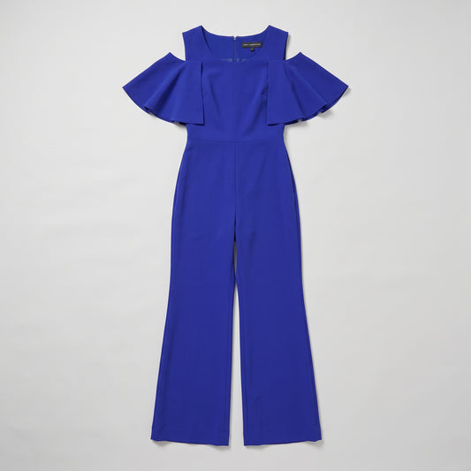 Cobalt Cold-Shoulder Ruffle Jumpsuit