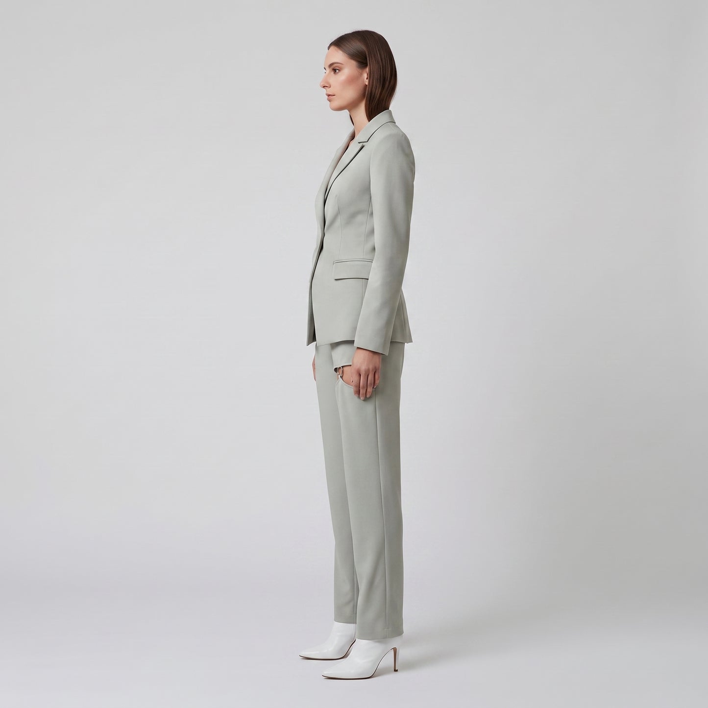Cut-Out Detail Tailored Trousers
