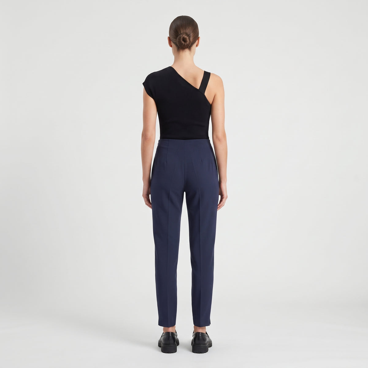 Tailored Navy Crepe Trousers