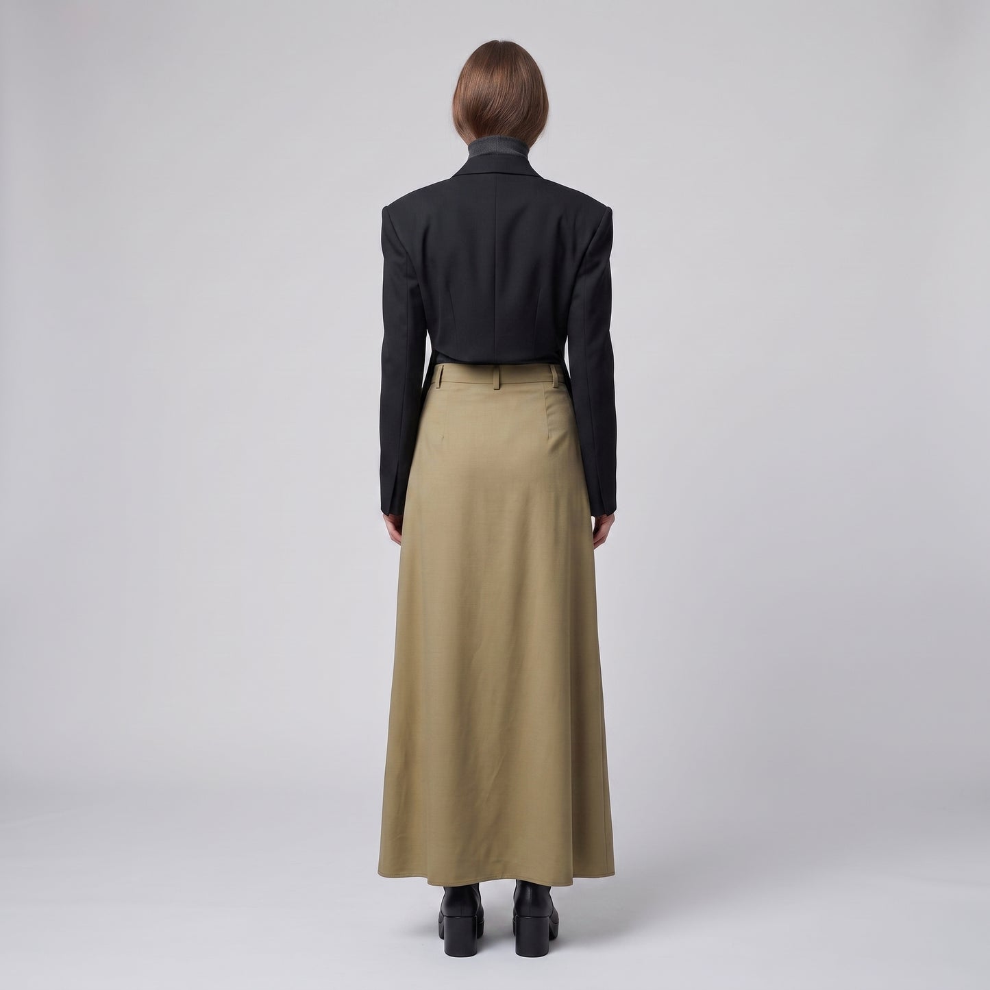 Olive Wrap Midi Skirt