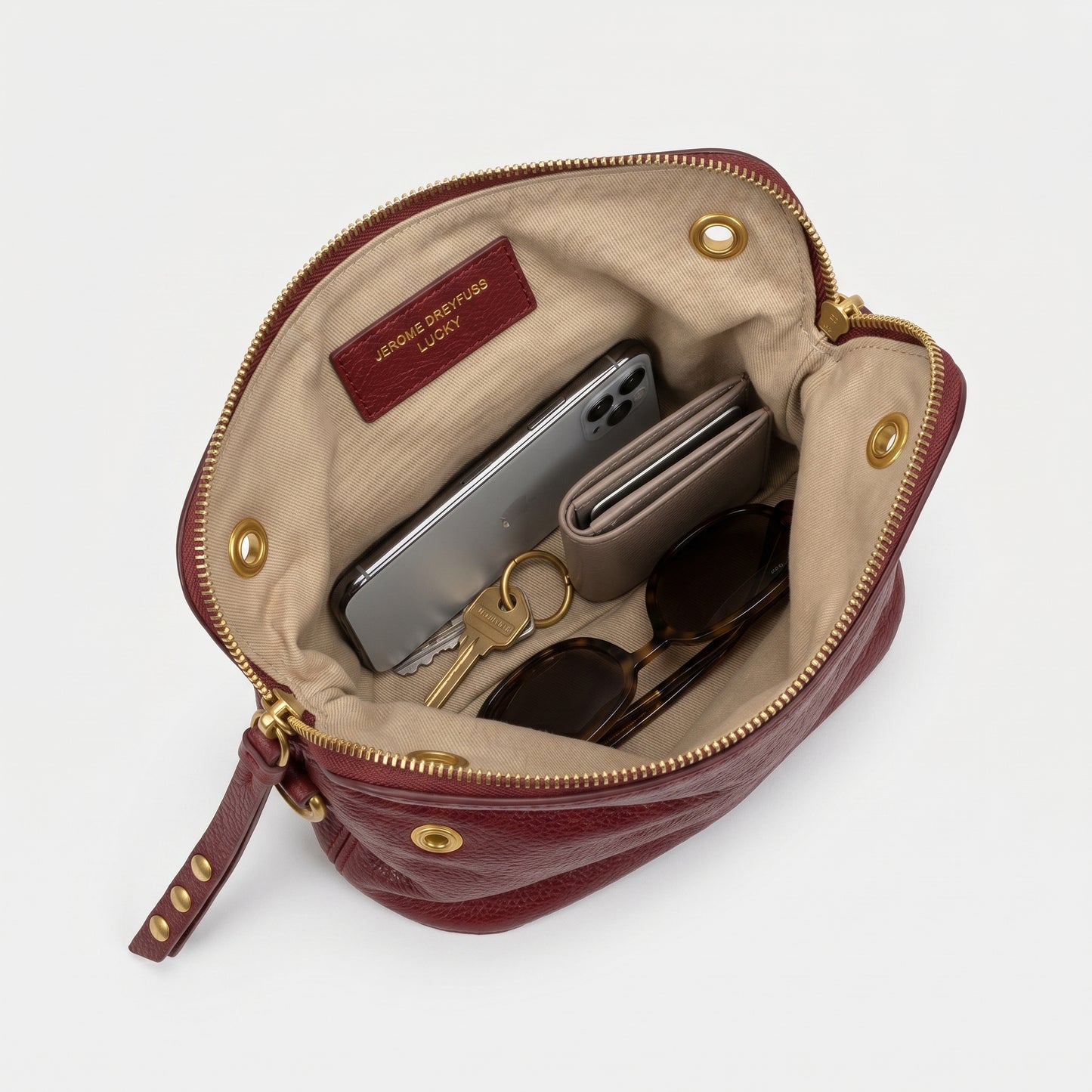 Burgundy Leather Minimalist Pouch