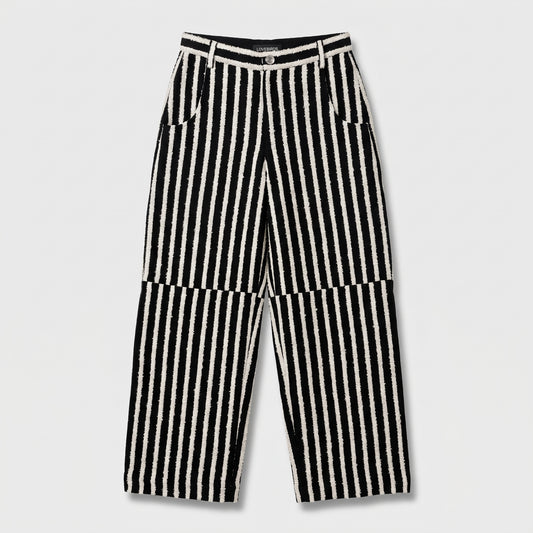 Striped Tailored Wide-Leg Trousers
