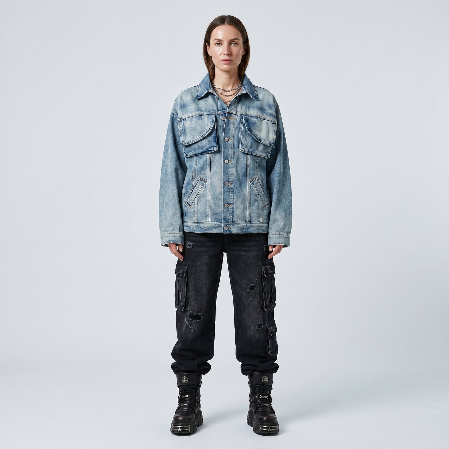 Distressed Light Wash Denim Jacket