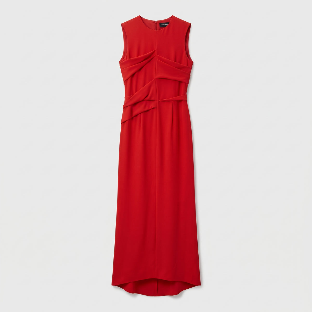 Sleeveless Draped Red Midi Dress