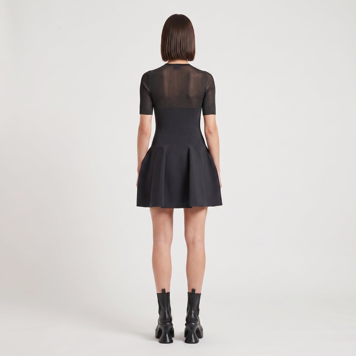 Ribbed Knit Peplum Dress