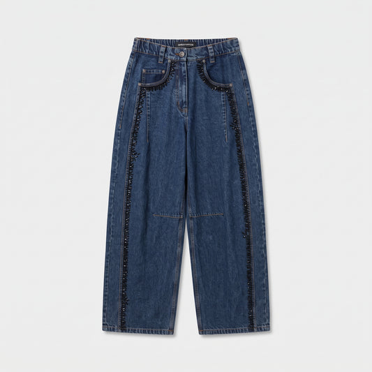 Embellished High-Rise Denim Jeans