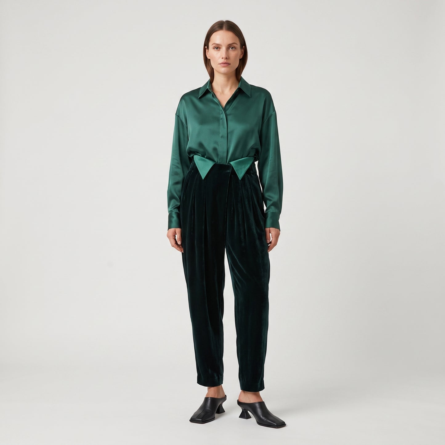Emerald Velvet Tailored Trousers