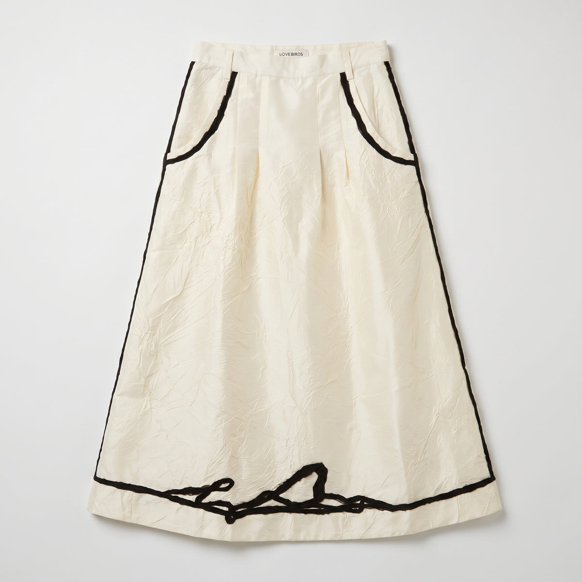 Contrast Trim Midi A-Line Skirt