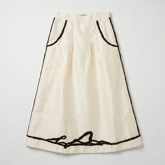 Contrast Trim Midi A-Line Skirt