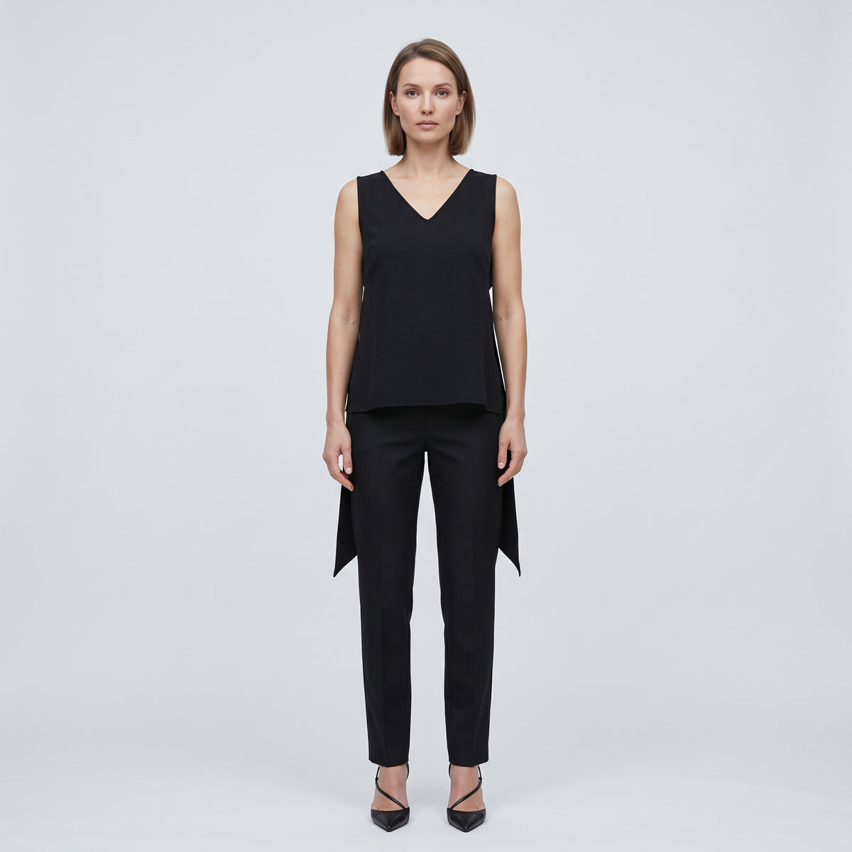 Sleeveless Tailored V-Neck Top