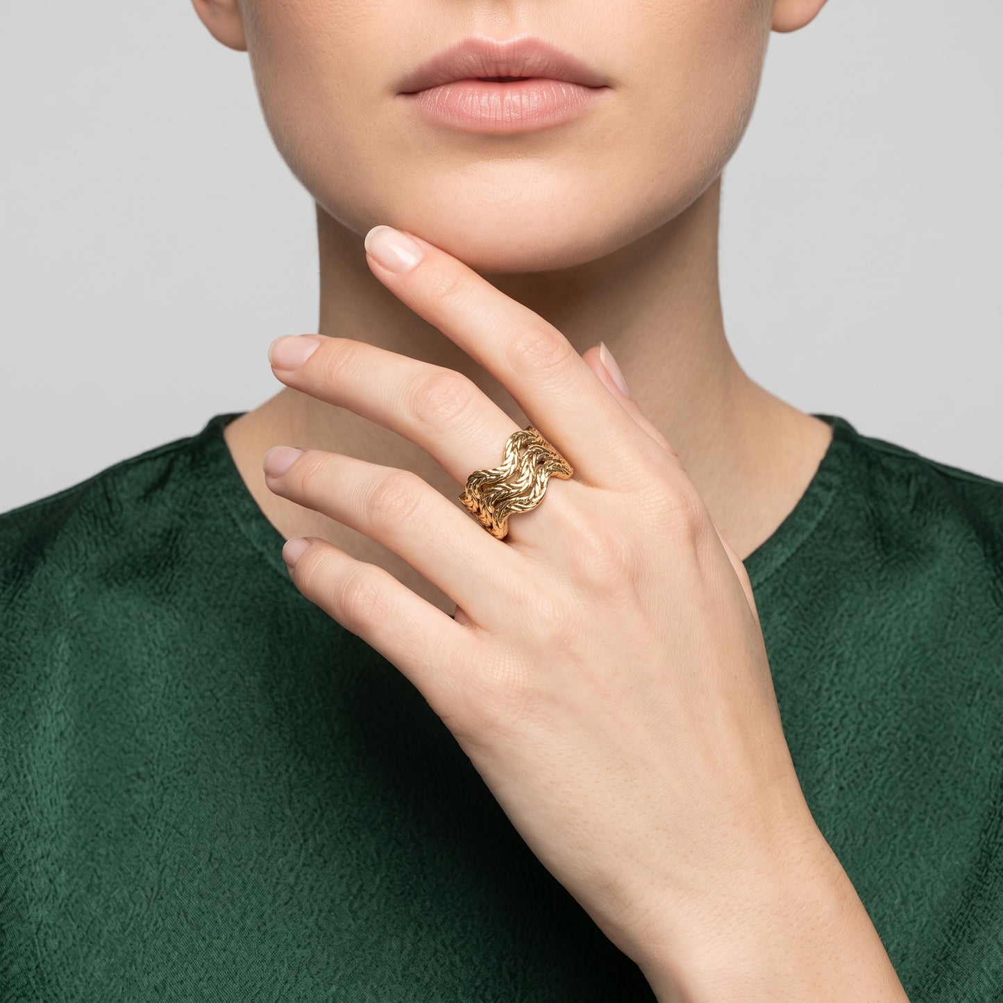 Sculptural Silver Woven Band Ring