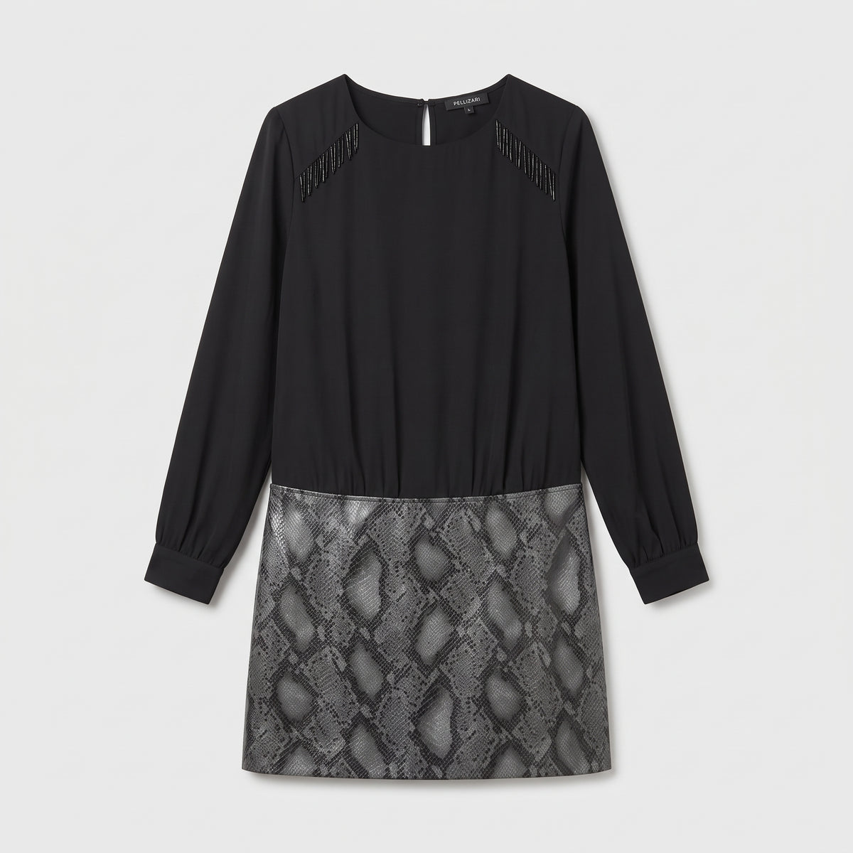 Embellished Snakeskin Print Mini Dress