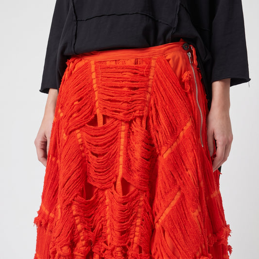 Textured Fringe Midi Skirt