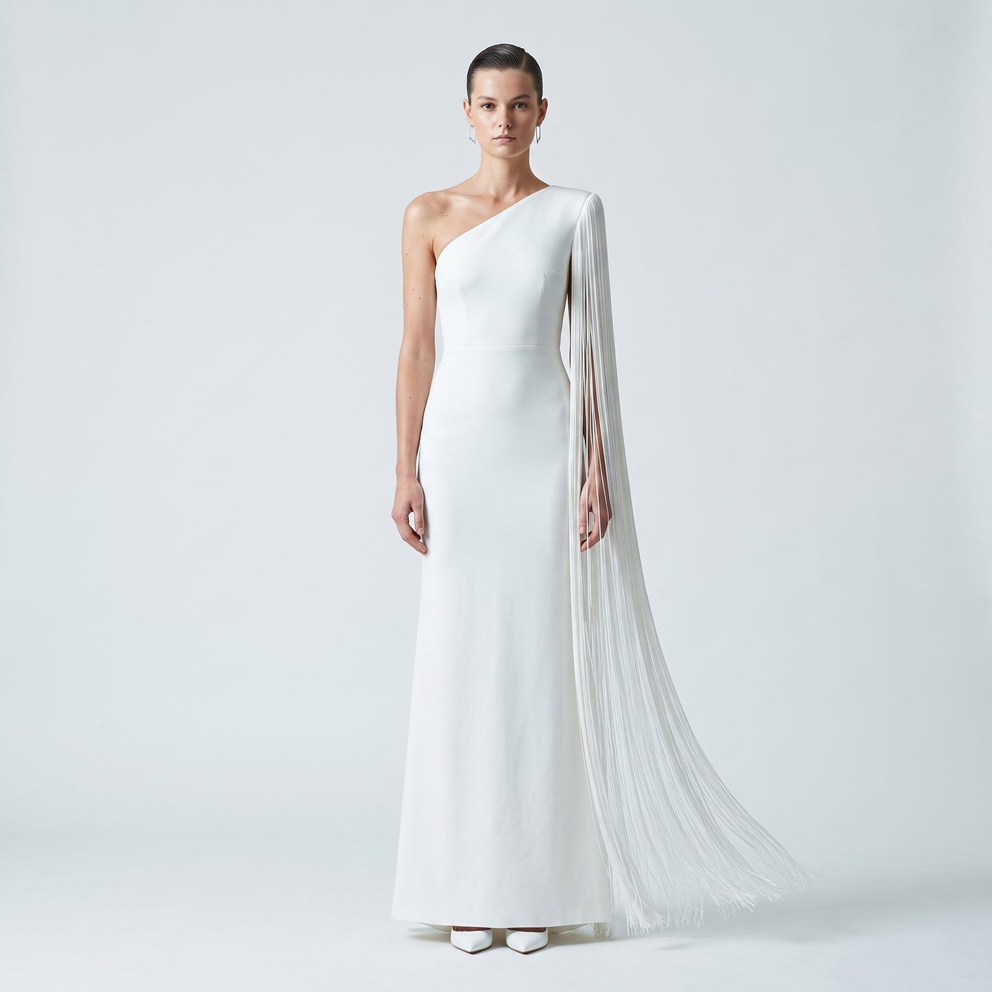 One-Shoulder Fringe Detail Gown