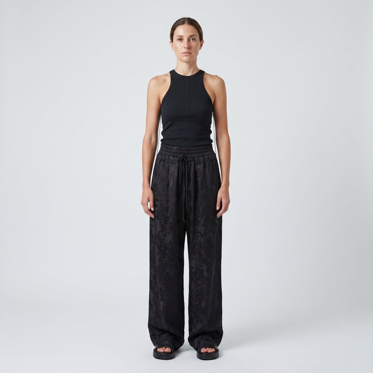 Textured Drawstring Relaxed Trousers