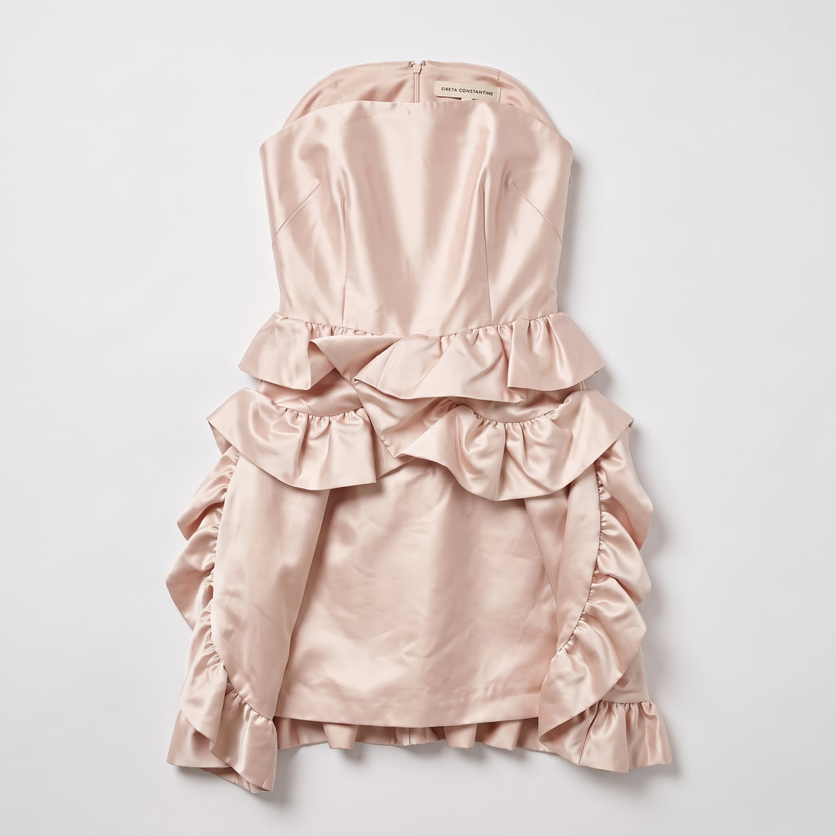 Strapless Blush Ruffled Mini Dress