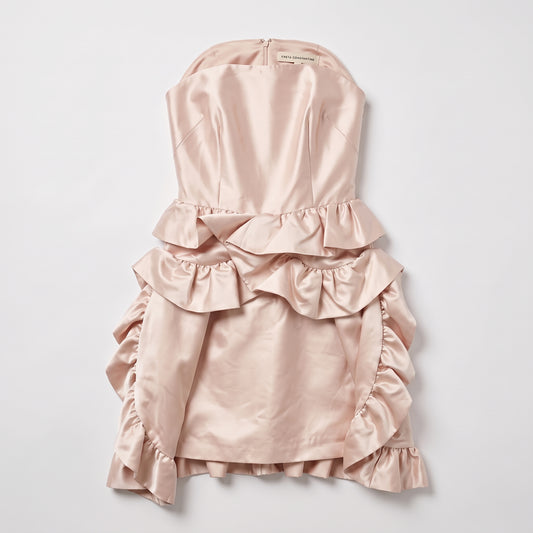 Strapless Blush Ruffled Mini Dress
