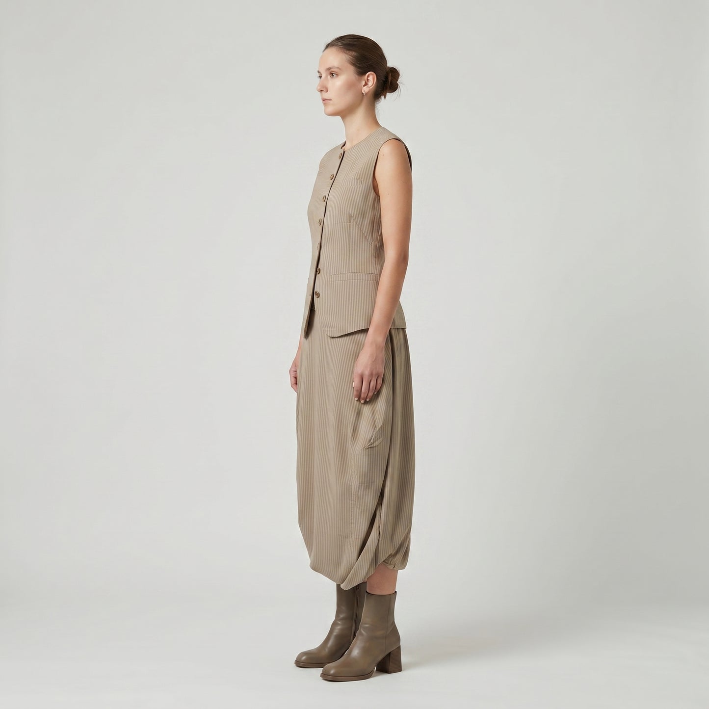 Striped Draped Cocoon Skirt